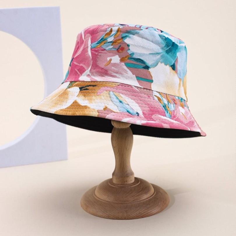 Flower Pattern Bucket Hat Men'S Double-Sided Basin Hat Women'S Trend Versatile Outdoor Sun Hat