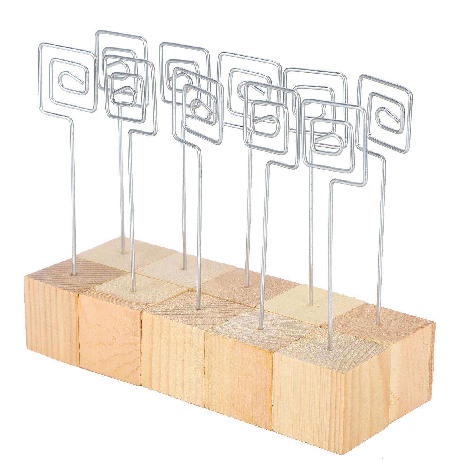 

10 шт. фотодержатель из цельного дерева основание для заметок сообщение открытка картина металлический зажим подставка ремесло