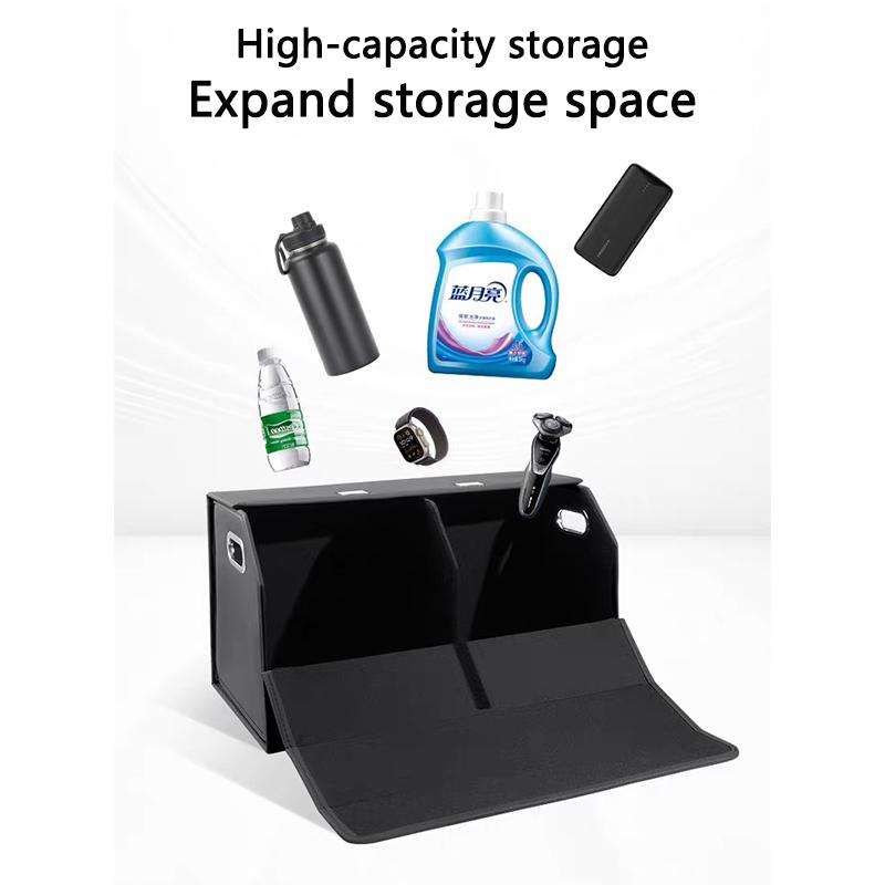 Car Trunk Storage Box Organizer For Tesla Model 3/Y Juniper PU Leather Trunk Cargo Storage Foldable Stowing Tidyin Container Bag
