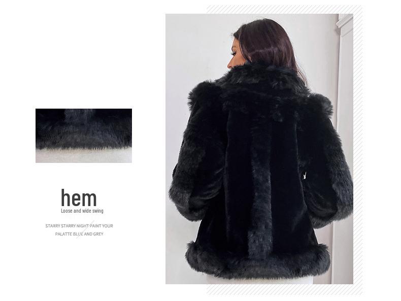 European and American Style Mid-Length Imitation Mink Fur Coat for Women