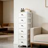 Slim Storage Cabinet, 27cm Wide, for Narrow Spaces, Drawers, Sliding Drawers, with Casters, Ideal for Refrigerator Sides, Corners, and Other Small Spa