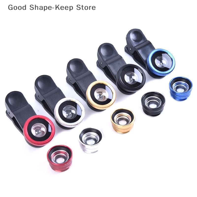 180 Degree Cell Phone Lens Magnifier - Fisheye Wide Angle Macro Selfie 3-in-1 Clip Lens for Universal Smartphone Use