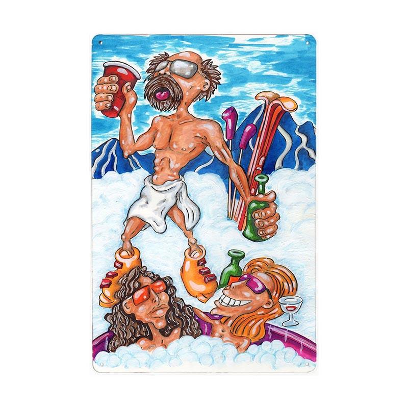 Funny Welcome To Our Hot Tub Metal Sign Vintage Poster Sandy Beach Bathroom Decor Painting Plate Bar Beer Wall Sticker 20x30cm