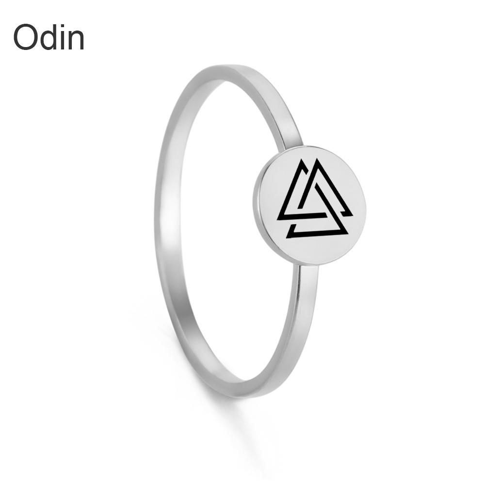 Dawapara Vintage Odin Symbol Ring Tribal Ancient Symbols Runes Wiccan Protection Amulet Finger Rings Stainless Steel Jewelry