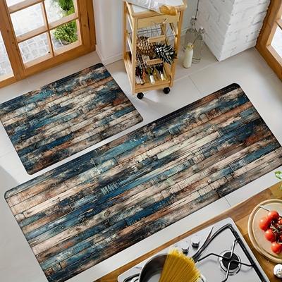 1 stuks anti-vermoeidheidskeukenmat vintage hout waterdicht antislip dik gevoerd keukenmat zware comfortabele staande mat voor keuken