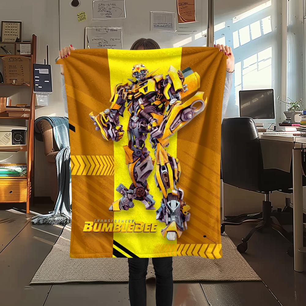 1Pc Bumblebee Print Flannel Blanket, High quality Comfortable for All Seasons, Home Decor, Warmth and Comfort, Perfect for Christmas Gifts