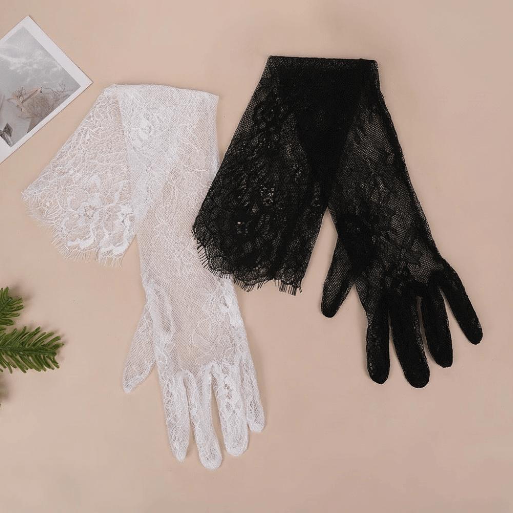 Netz-Langhandschuhe Transparente Brautkleid-Accessoires Dünne Spitzenhandschuhe Damen