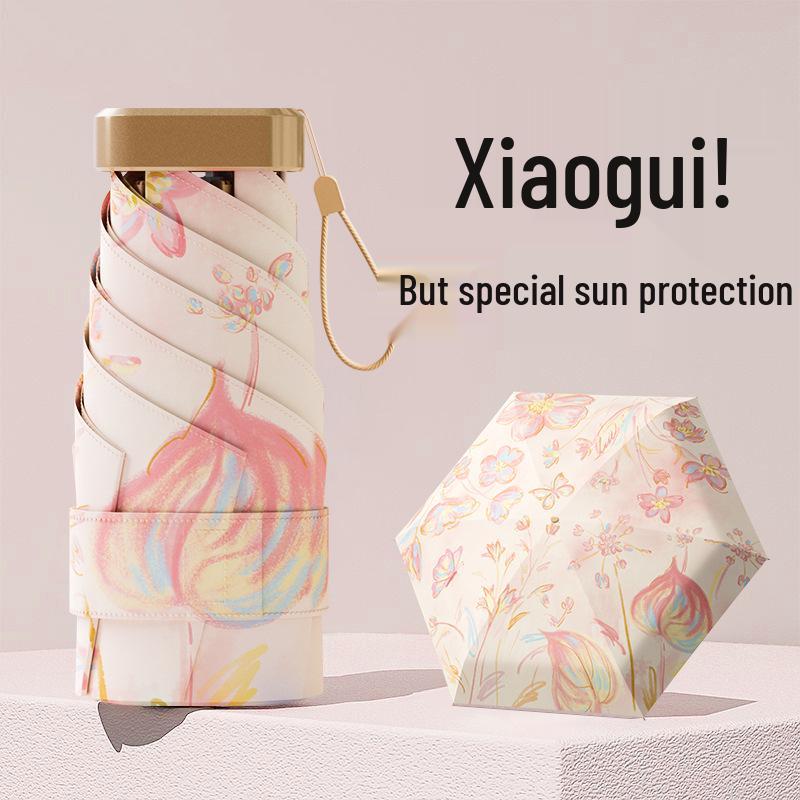 Women's Mini Anti-UV Sunshade Umbrella - Portable, Dual-Use for Sunny & Rainy Days