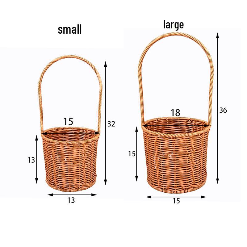 Handmade Rattan-Style Woven Flower Basket for DIY Arrangements and Party Favors
