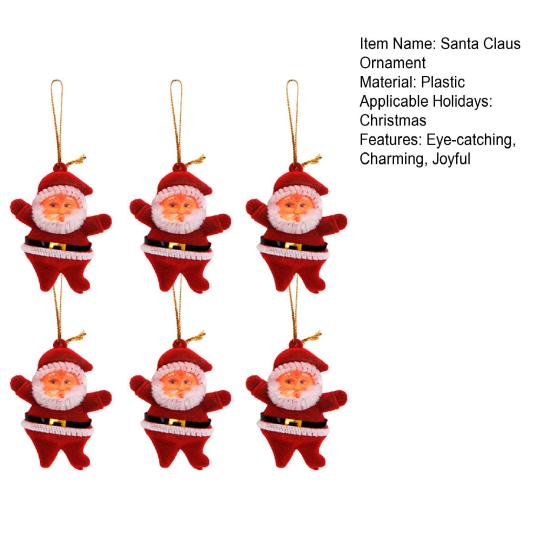 Santa Claus Ornaments 3D Flocking Santa Doll Christmas Tree Hanging Ornaments
