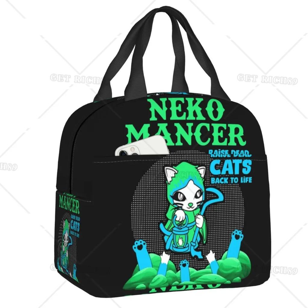 Satanic  Cat Insulated Lunch Bag Waterproof Thermal Cooler Lunch Box with Side Pocket for Women Men Kids Camping Travel
