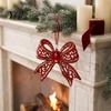 Reusable Acrylic Bows Faux Crystal Bow Christmas Ornament, Sparkly Hollow Decorative for Garlands Knot Hanging Decoration Home New Year Party