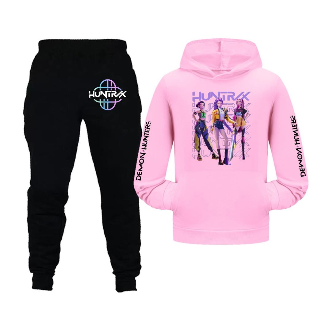 Kids Girls Long Sleeve Hooded Sweatshirt And Pants Set For Toddler And Big Kids 2Pcs Outfits