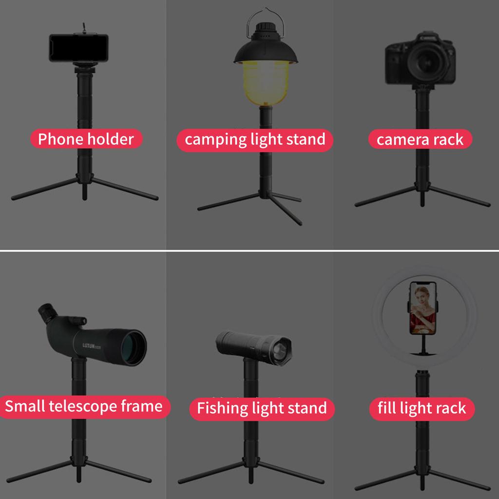 Multipurpose Outdoor Light Stand Regulable Aluminum Alloys Tripods Base for Hiking and Photography