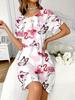 Trendy Dress Featuring a Round Neck And Short Sleeves with a Hawaiian Flamingo Design