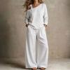 Women's Color Off Shoulder Long Sleeve Two Piece Set with Pockets and Pants