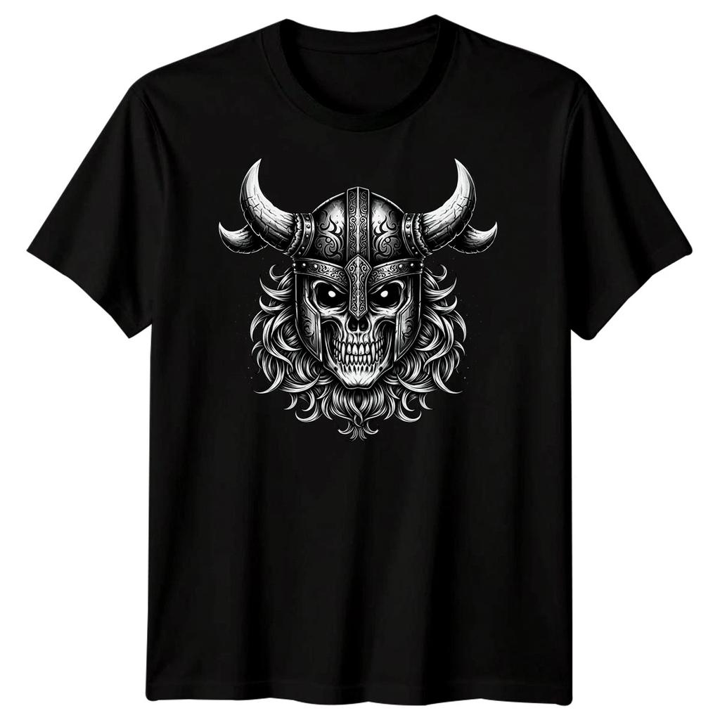 Viking Skull Helmet Mythology Mens T-shirt Norse Warrior Graphic Tee