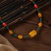 Tibetan Beeswax Long Necklace National Style Retro Beaded Sweater Chain Agate Telescopic Rope Necklace
