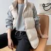 Autumn Winter Women Vest Coat Stand Collar Winter Women Warm Coat Oversize Tops Beige Vest