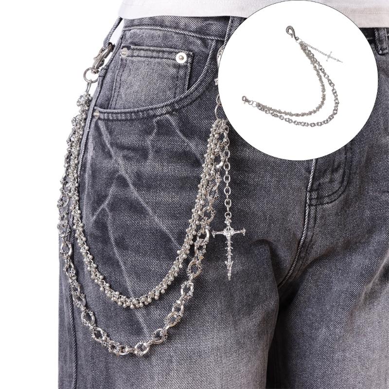 Double Layer Chain Belt Vintage Metal Body Jewelry Trouser Chain for Men and Women Alloy Unisex Gothic Waist Accessory