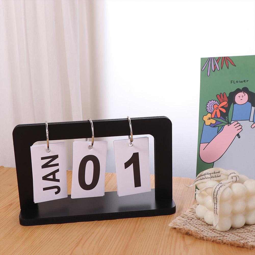 Nordic Style Wooden Calendar Solid Desktop Schedule Photography Props Perpetual Calendar  Home