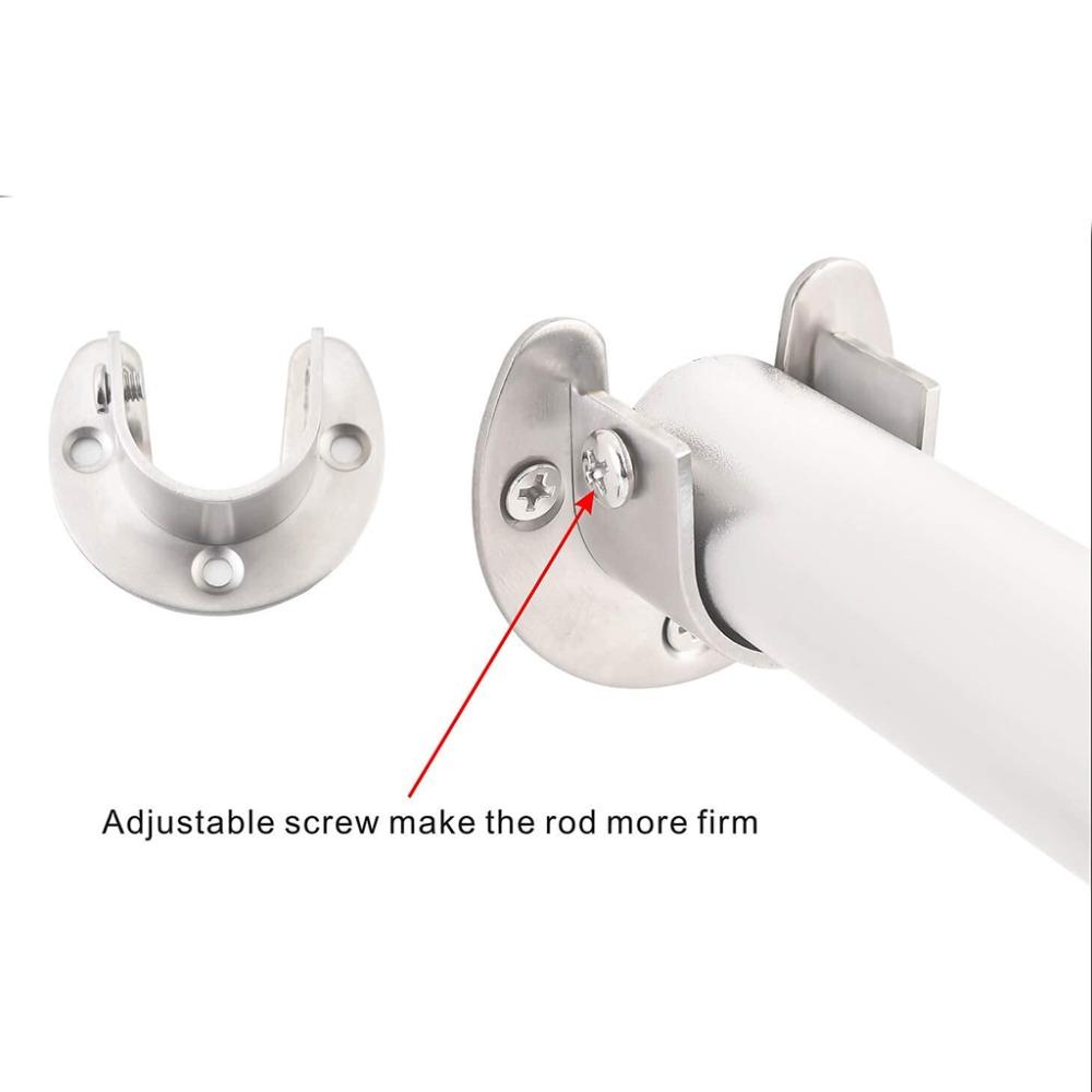 Heavy Duty Wardrobe Bracket U-Shaped Rod Holder Closet Rod End Support Rod Socket Flange Rod Holder