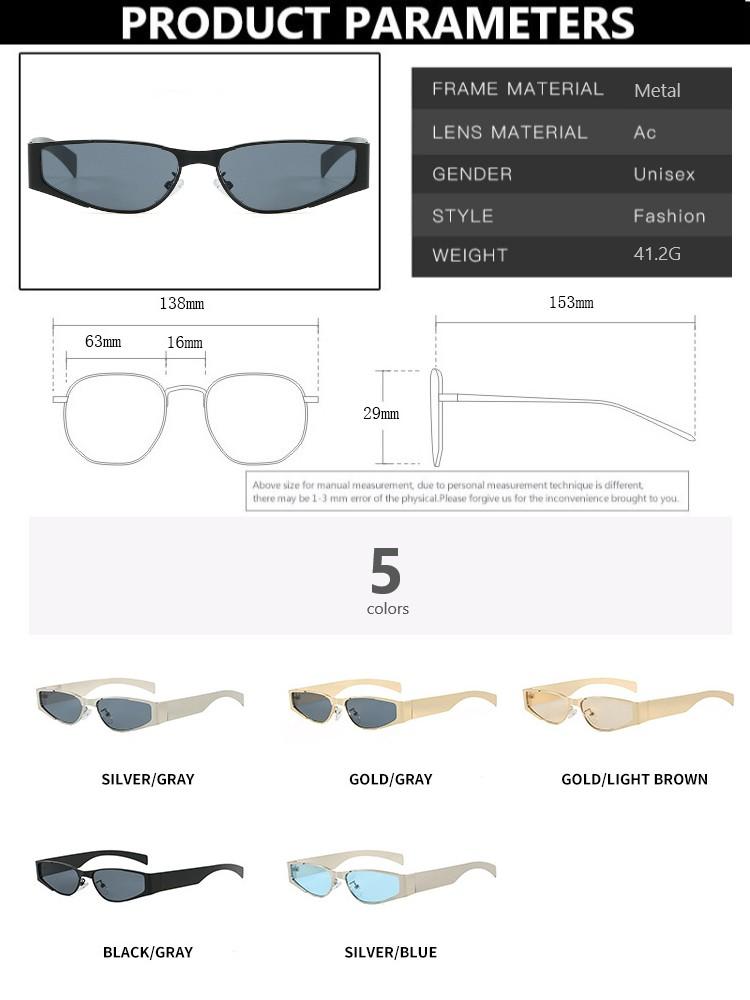 European American Trendy Metal Frame Hip Hop Sunglasses UV400 Outdoor Street Photography Travel Sunscreen Glasses