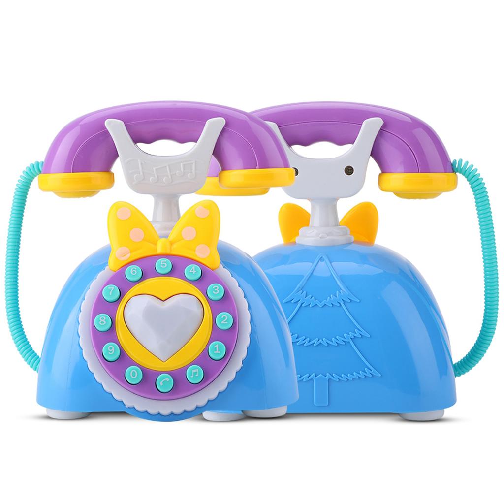 Bilingual Musical Telephone Baby Children Educational Development Toy Gift (Blue)