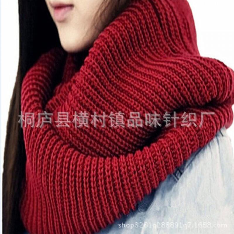 Unisex Knitted Infinity Scarf Double Loop Warm Winter Neck Warmer Cable Stitch Solid Color