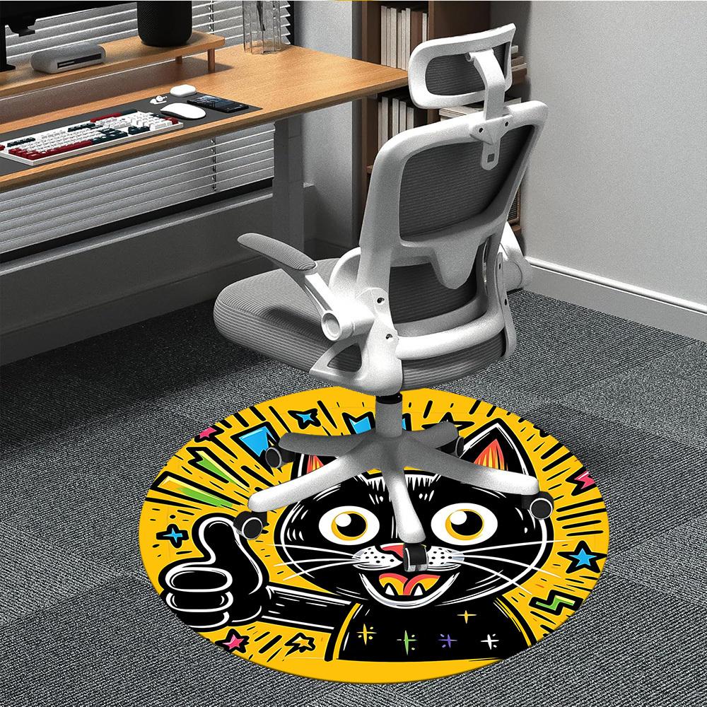 1pc Cat Party Office Round Area Rug, Under Office Chairs Bedroom Living Room Home Decor, Room Deco