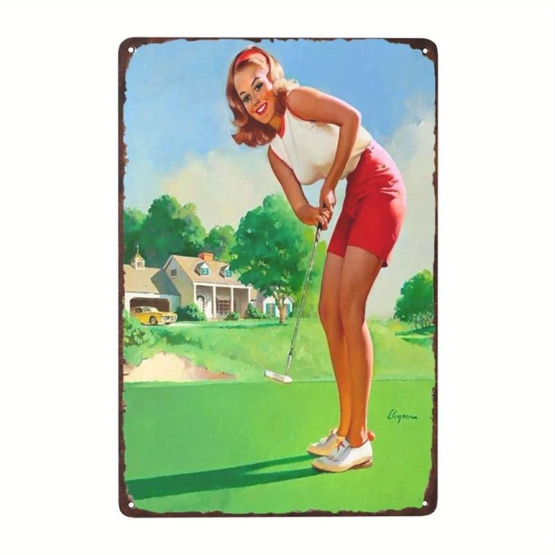 Pin-Up Girls Tin Sign, Retro Metal Wall Art