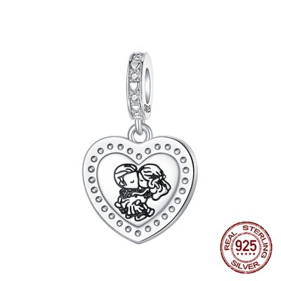 Heart Couple Kiss Charms Copper Double-Sided Zircon Dangle Pendant Fit Bangle Bracelet Necklace Diy Jewelry