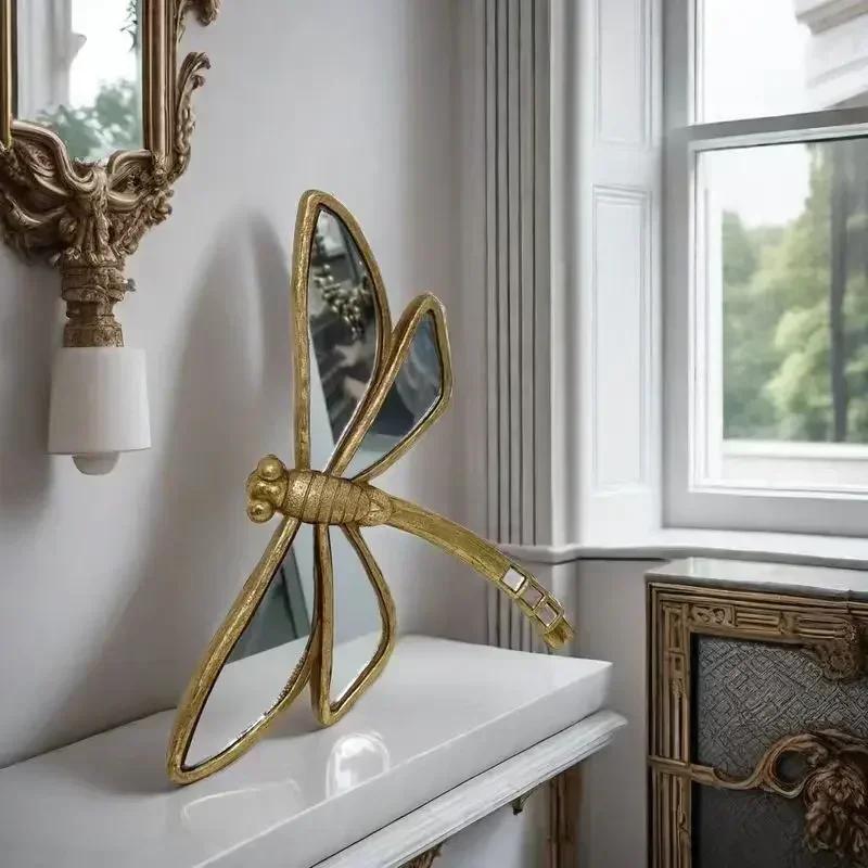 Vintage Butterfly Resin Mirror Dragonfly Hanging Wall Mirror High Quality Decorative Mirror for Home Decoration Retro Style