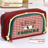 Cartoon Puppy Large Capacity Retro Lattice Window Pencil Bag For Men And Women Universal Cute High  Value Dirty Resistant Statio