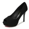 Fashion 2025 New Fashion Platform Women Pumps Concise Solid Flock High Heels 10cm Shoes Women's Peep Toe Shallow Sexy Party Shoes