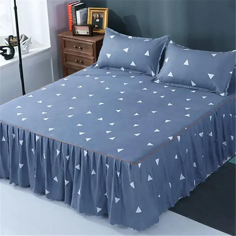 3PCS Bett Rock Baumwolle Bettdecke Set Stickerei Bett Kleid Kissenbezüge 3 Teile/satz Für König/Königin Doppel 1,5/1,8/2M Blatt Abdeckung