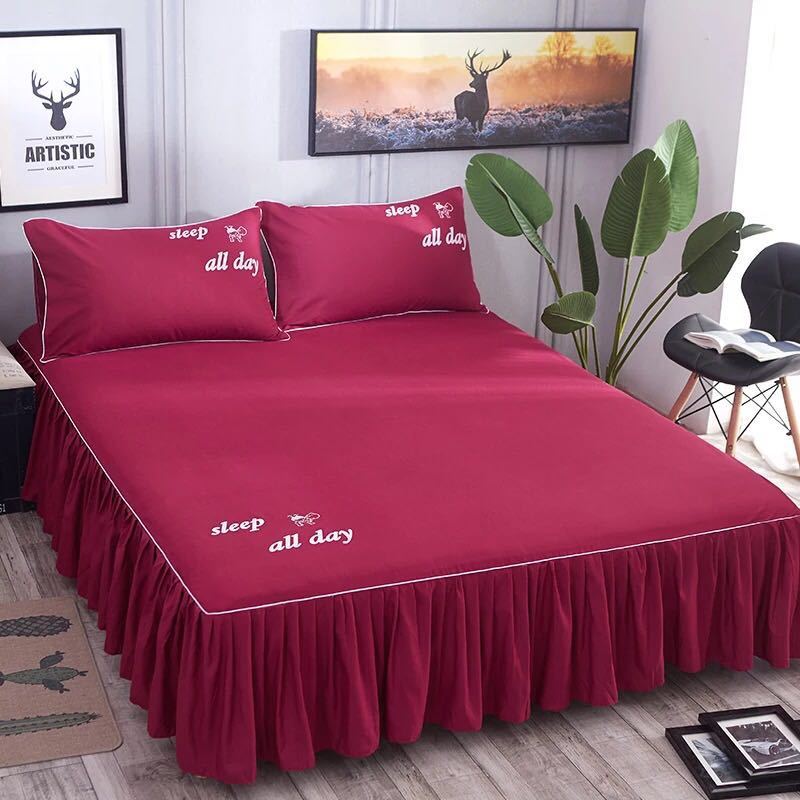 Bedsheet Bed Skirt Bedspread Non-slip Mattress Cover Bedding Bed Skirt Solid Home Hotel Bed Skirt Mattress Protector Cover