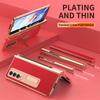 Fully Protected Electroplated PC Leather Bracket Hinge Phone Case For Samsung Galaxy Z Fold 5 4 3 2 Screen Protector With S Pen