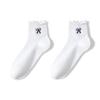 Women’s Lightweight Mesh Ankle Socks Breathable Lace Trim Crew Socks with Bow Embroidery and Hollow Out Design for Everyday Wear