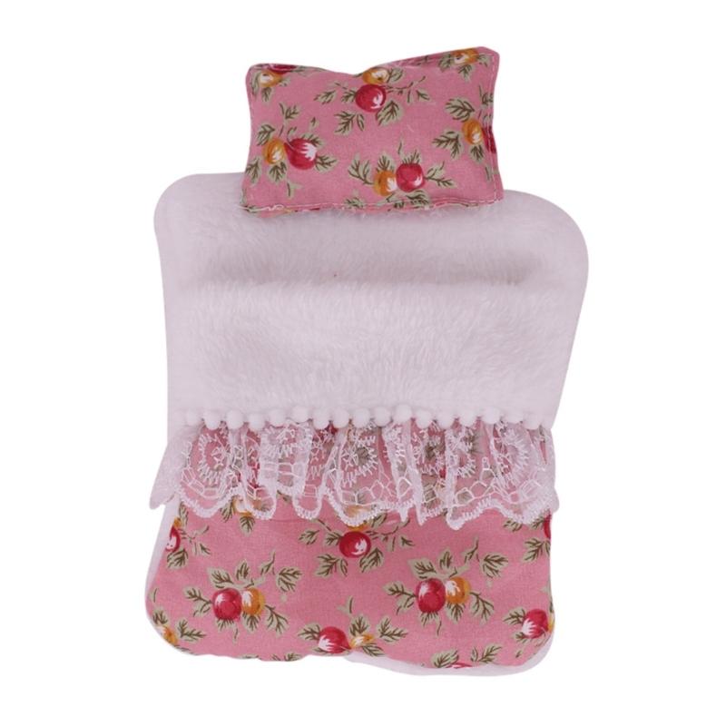 

Popular Doll Bed With Flower Pattern Detachable Pillows And Sleeping Bag For Plush Dolls 17cm Plush Figure Doll Display