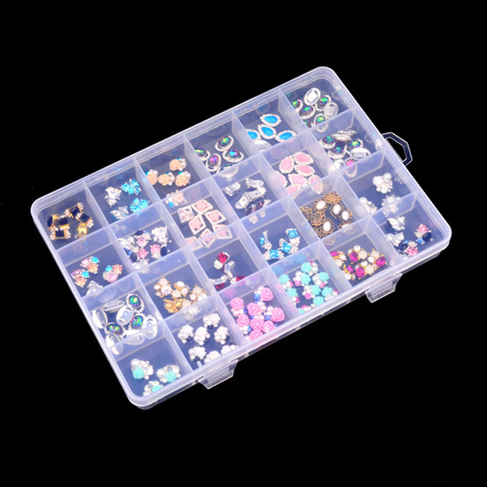 Plastic 24 Slots Adjustable Jewelry Storage Box Case Craft Organizer Beads