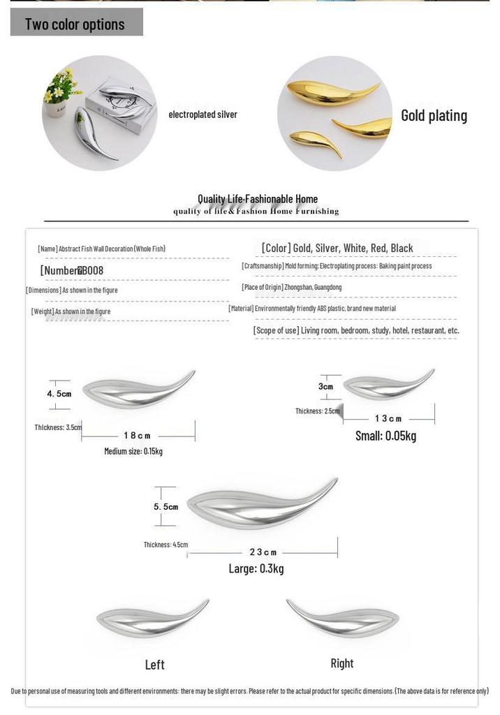 Electroplated Fish Resin Wall Hanging for Indoor Living Room