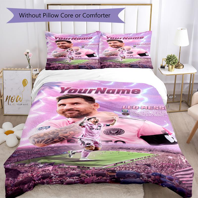 Messi Personalized Text Bed CoverBed Design for Living Rooms Soft Bedding Custom Room Decor Birthday/Christmas GiftSpiritual Gift