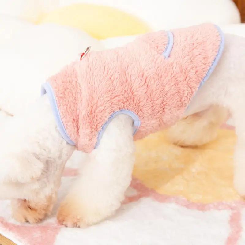 Reversible Dog Sweater Winter Plush Pullover with Traction Ring Soft Warm Pet Clothes for Small Medium Large Dogs 2 Legged