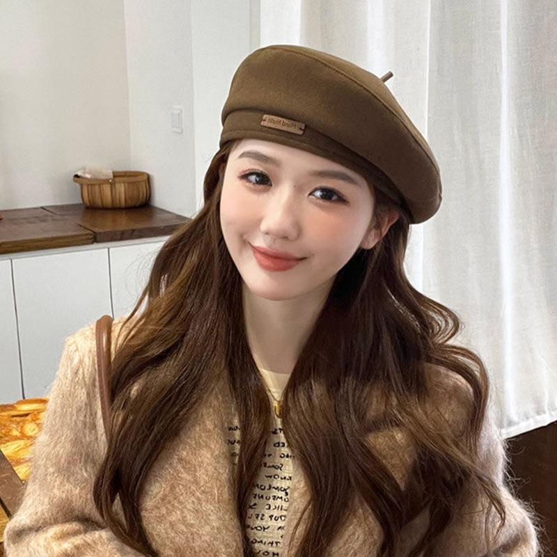 Beret Women Autumn And Winter Japanese Style Large Head Circumference Ins Network Celebrity Face Small Octagonal Painter Hat