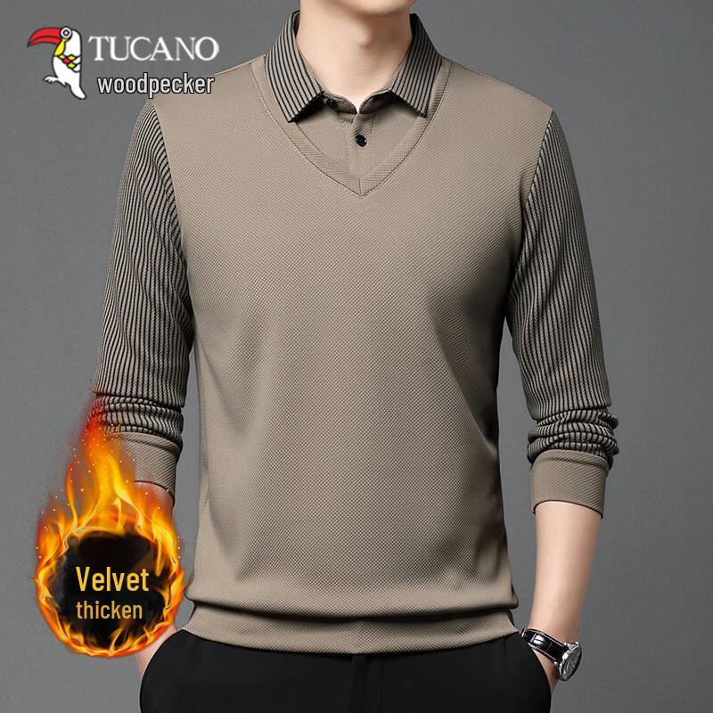 TUCANO Men s Faux Two-Piece Fleece-Lined Polo T-Shirt XXXL