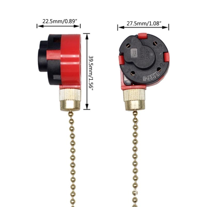 Universal Pull Chain Adjustable Speed Reliable 4 Wire 3 Speed Fan Switches Simple Installation fit for Ceiling Fans