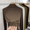 Women's Elastic Slim-Fit Long-Sleeve Half-High Collar Fleece T-Shirt - Soft, Skin-Friendly, 2022 Autumn/Winter Collection