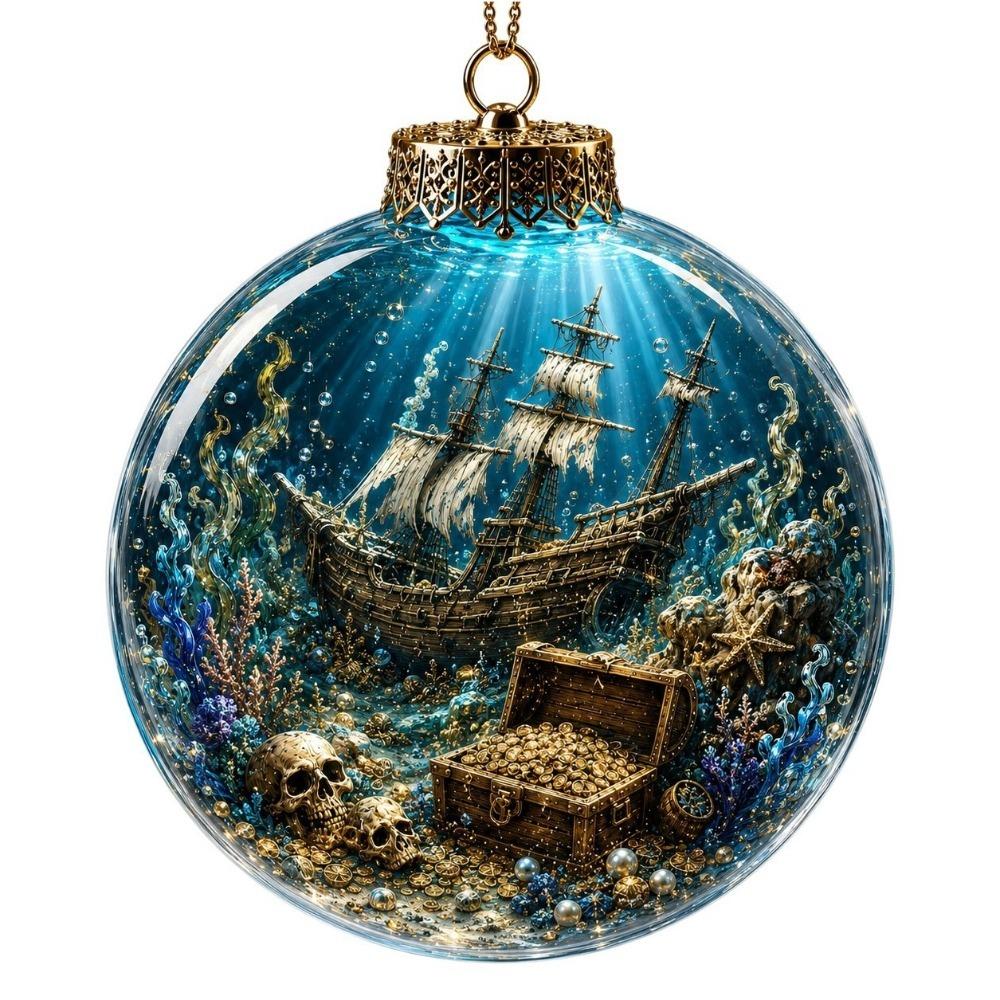 Skeleton Design Luminous Crystal Ball Pendant Christmas Ball Ornament Festival Atmosphere