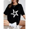 White Oversized T-Shirt With Star Print For Casual Wear